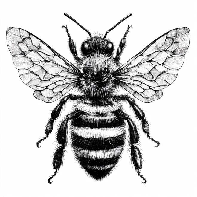 طراحی سیاه قلم زنبور