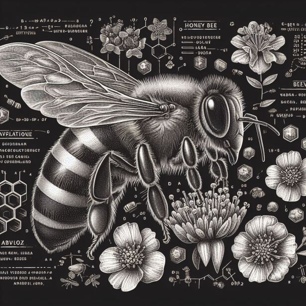 نقاشی سیاه و سفید زنبور عسل 3