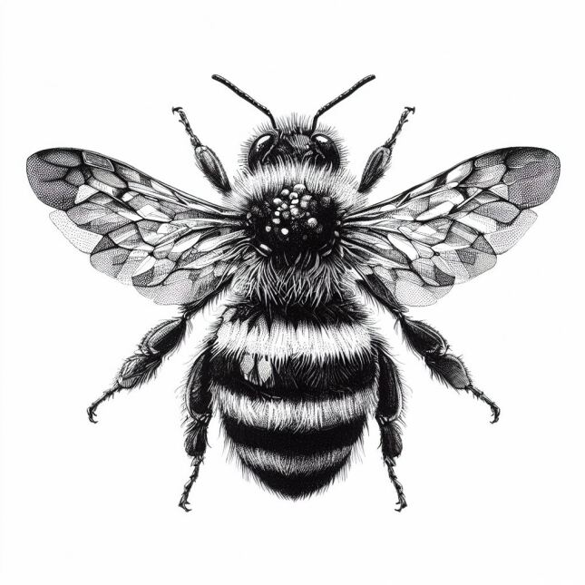 نقاشی زنبور با سیاه قلم